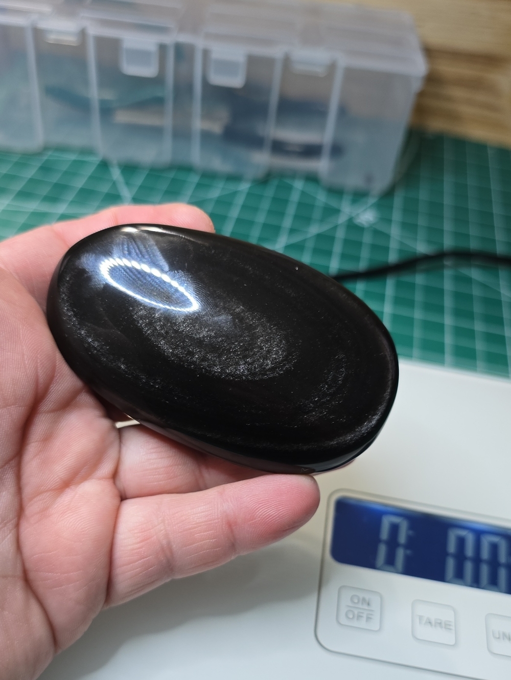 Silver Sheen Obsidian Palmstone